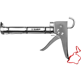 ЗУБР 310 мл, хромированный, полукорпусной пистолет для герметика, Профессионал (06625) — Фото 1